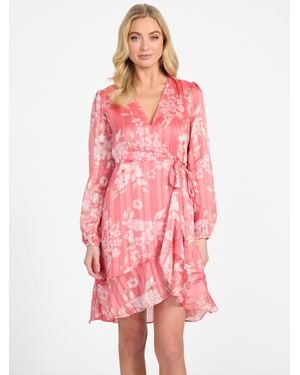 Guess Sidel Printed Wrap Dress - Pink