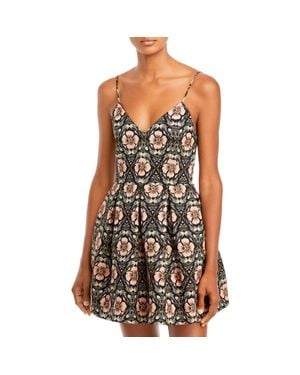 Alice + Olivia Metallic Floral Print Fit & Flare Dress - Black