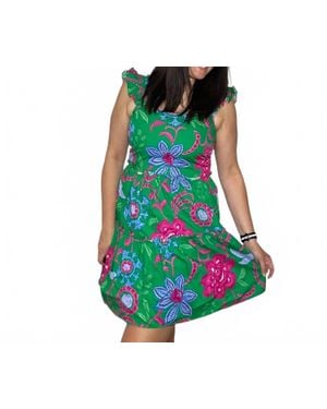 Sugarlips Cabina Floral Ruffle Tiered Mini Dress - Green