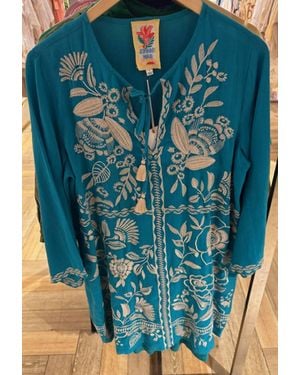 Johnny Was Kimono Sleeve Relaxed Dress - Blue