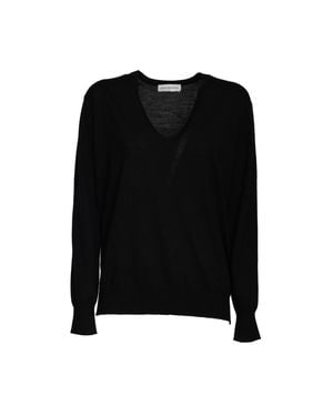 Dries Van Noten Tuomas Merino Wool V Neck Sweater - Black