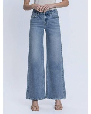 Flying Monkey Hotfix Stone Embellished Wide Leg Jeans - Blue