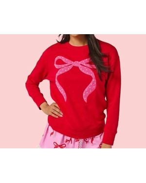 Shiraleah Pearl Bow Classic Sweatshirt - Red