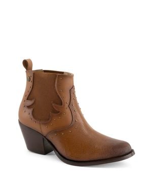 Forastero Western Fashion Leather Booties Dark - Brown