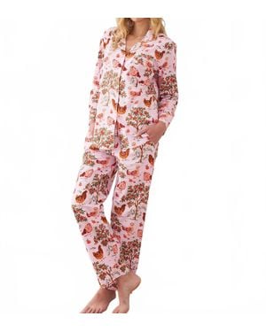 Printfresh Hen House Long Pajama Set - Red