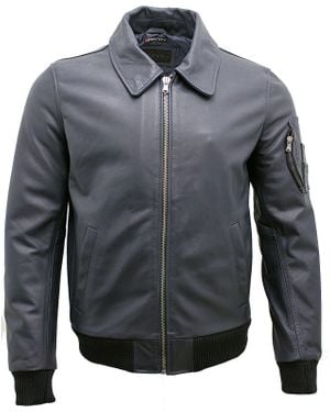 Infinity Leather Cowhide Airline A2 Us Airforce Bomber Jacket - Gray
