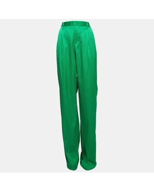 The Attico Satin Martellato Wide-Leg Pants - Green