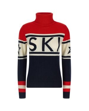 Perfect Moment Schild Jacquard Pattern Merino Wool Sweater - Red
