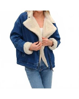Six Fifty Williston Faux Fur Denim Jacket - Blue