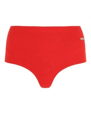 Ferragamo Ribbed Texture High-Waisted Knitted Coulottes - Red
