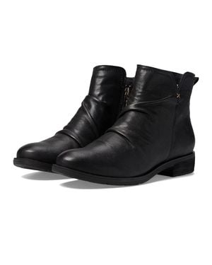 Söfft Beckie Boots Leather Side Zip Ruched Ankle Bootie Htat1199 - Black