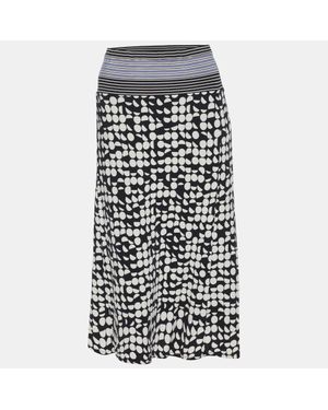 Elena Miro Printed Jersey Midi Skirt - Black