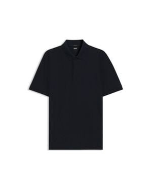 BOSS Geometric-Jacquard Polo Shirt - Black