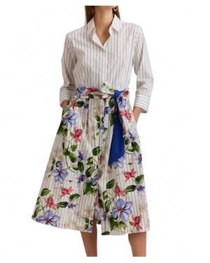 Hinson Wu Robin 3/4 Sleeve Garden Party Print Dress - White