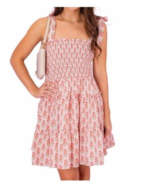 TCEC Print Tie Strap Babydoll Dress - Pink