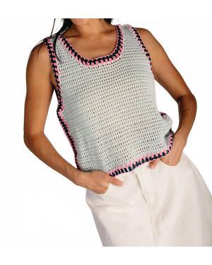 Listicle Crochet Sweater Tank Top - Gray