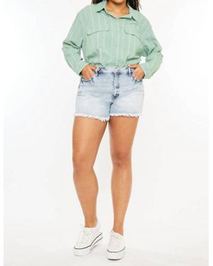 Kancan Mom Fit Denim Shorts - Blue