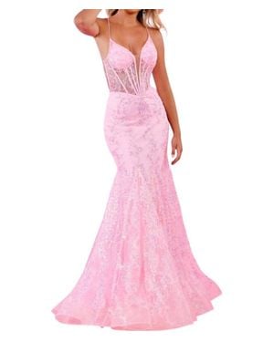 Rachel Allan The Shannon Gown: Long Formal Prom Dress - Pink