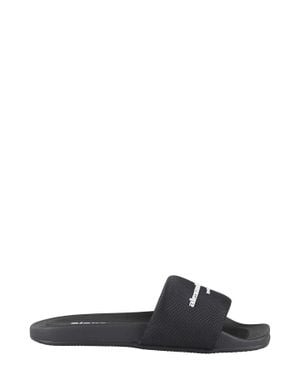 Alexander Wang Aw Pool Slide Padded Nylon Rubber Slides - Black