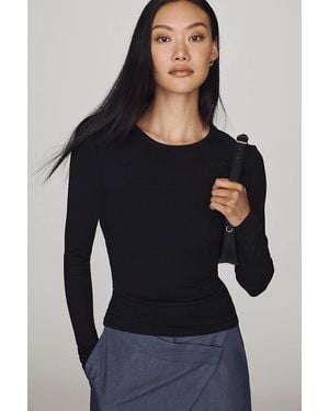Elodie Bruno Noir Lace-Back Ribbed Top - Black