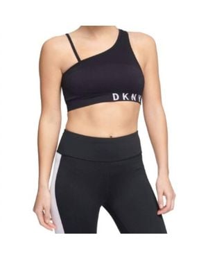 DKNY Asymmetrical Strappy Back Low Impact Sports Bra - Blue