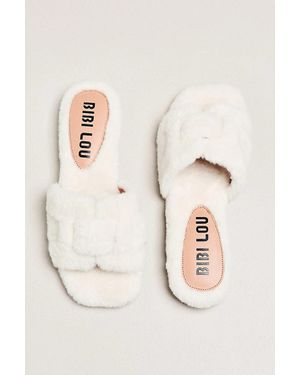 Bibi Lou Fluffy Holly Slides - Natural