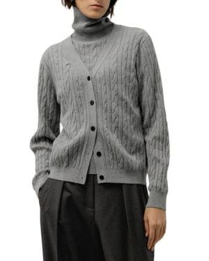 LILYSILK Cable-Knit Baby Cashmere Cardigan - Gray