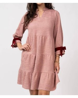Ivy Jane Tiered Knit Dress With Bows - Pink