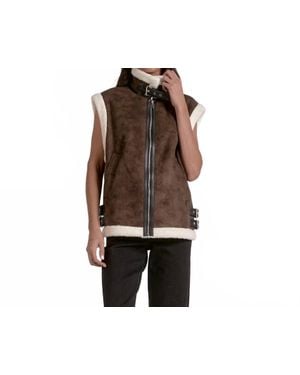 Elan Juneau Plush Faux Shearling Vest - Black