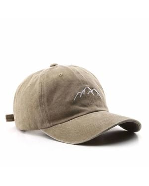ACCITY Vintage Washed Distressed Mountain Embroidery Cap - Brown