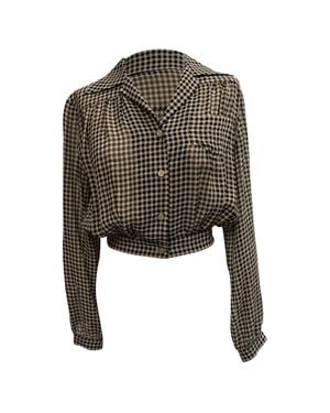 Nanushka Tahnee Checked Cropped Blouse - Green