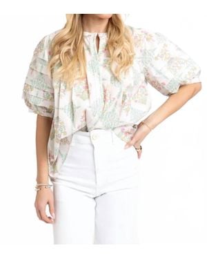 Karlie Delicate Floral Button Blouse - White
