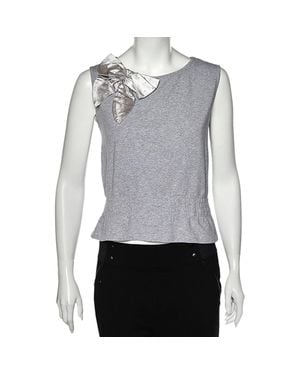 Love Moschino Cotton Bow Detailed Sleeveless Top - Gray