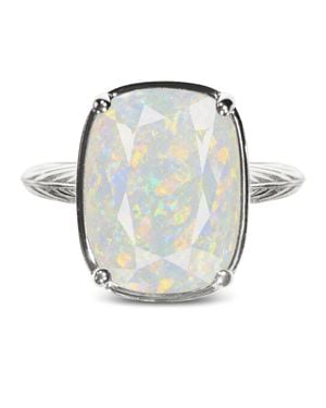 Sterling Forever Sterling Elongated Cushion Opal Cocktail Ring - Blue