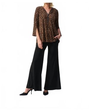 Joseph Ribkoff Animal Print Fit And Flare Tunic Top - Black