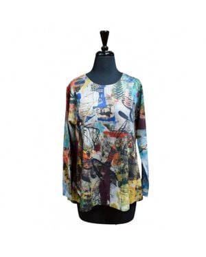 Inoa Journalism A-Line Crewneck Tee - Blue