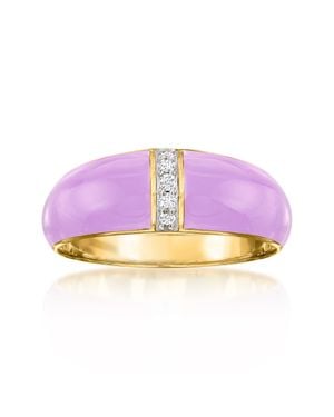 Ross-Simons Pastel Enamel Dome Ring With Diamonds - Purple