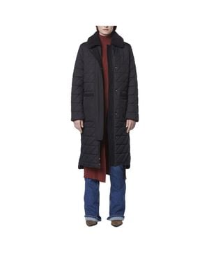 Andrew Marc Maxine Rhombus Quilted Mixed Media Anorak - Black