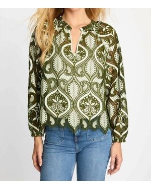 Caballero Miki Long Sleeve Blouse - Green