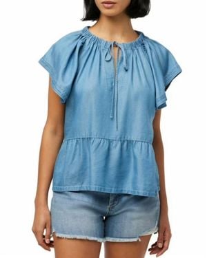 Joe's Jeans The Adelyn Chambray Flutter Sleeve Top - Blue