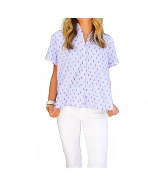 PROSPERINE® Check Please Short Sleeve Top - Blue