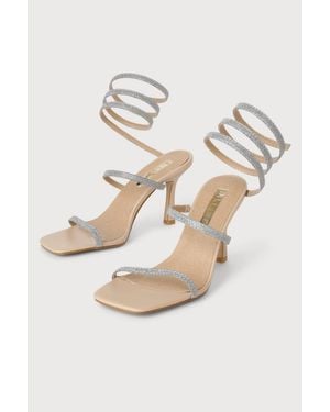 Billini Simi Glitter High Heel Sandals - Natural