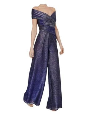 Talbot Runhof Metallic Voille Jumpsuit - Blue