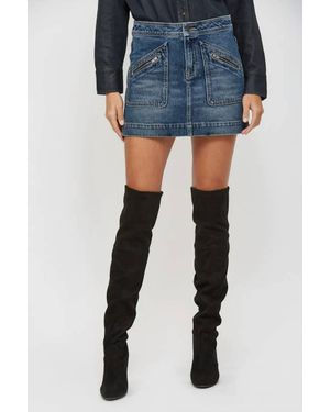 Hidden Jeans Demi Mini Skirt With Front Pockets - Blue