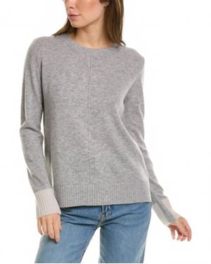 Forte Contrast Trim Crewneck Cashmere Sweater - Gray