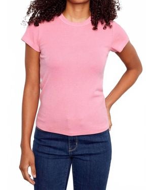 Charlie b Tencel Ribbed Crew Neck Tee - Pink