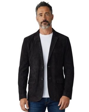 Infinity Leather Italian Suede Leather Blazer Jacket - Black