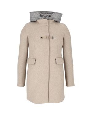 Fay Double-Breasted Toggle Coat With Contrasting Hood - Natural