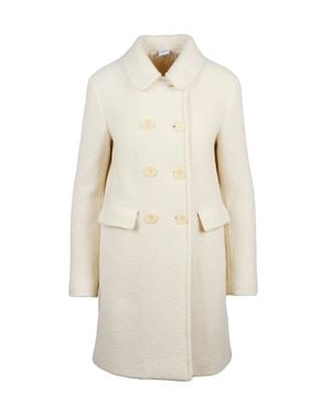 Aspesi Double-Breasted Virgin Wool Coat With Flap Pockets - White
