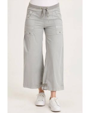 XCVI Roel Poplin Mesh Gaucho Crop Pants - Gray
